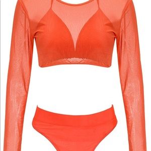 Orange high-cut 2pc  swimming suit